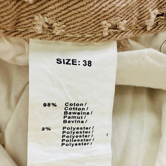 See See Paris Tan Perforated Jeans Size 38 Wide Leg High Waist Boho Western Cute - Picture 5 of 8